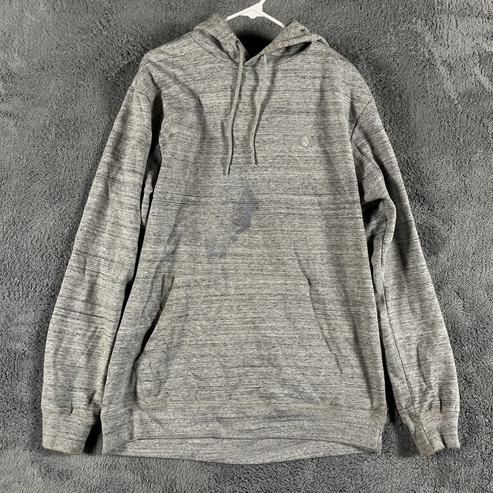Volcom Hoodie Mens XL Gray Heather Fleece Lined Oversized Long Sleeve Pullover